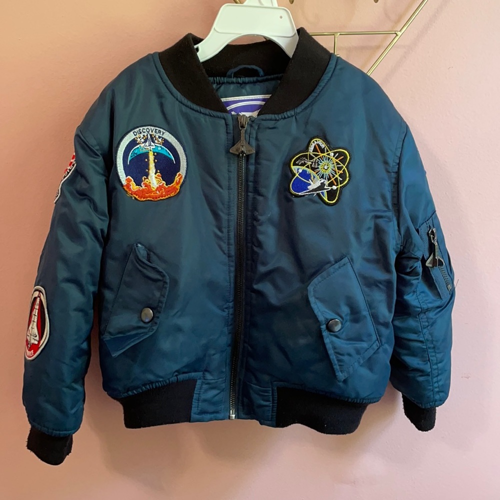 Unisex kids navy bomber jacket